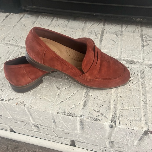 Clarks Brown Suede Slip-On Loafers - Picture 2 of 4